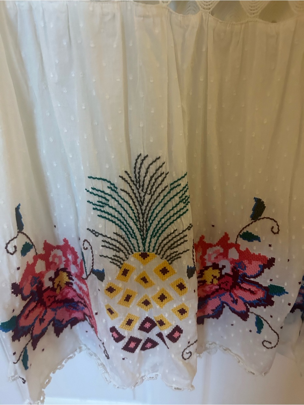 FARM Rio White Macaw Maxi Dress with Multicolor Floral & Pineapple Embroidery - Picture 11 of 16